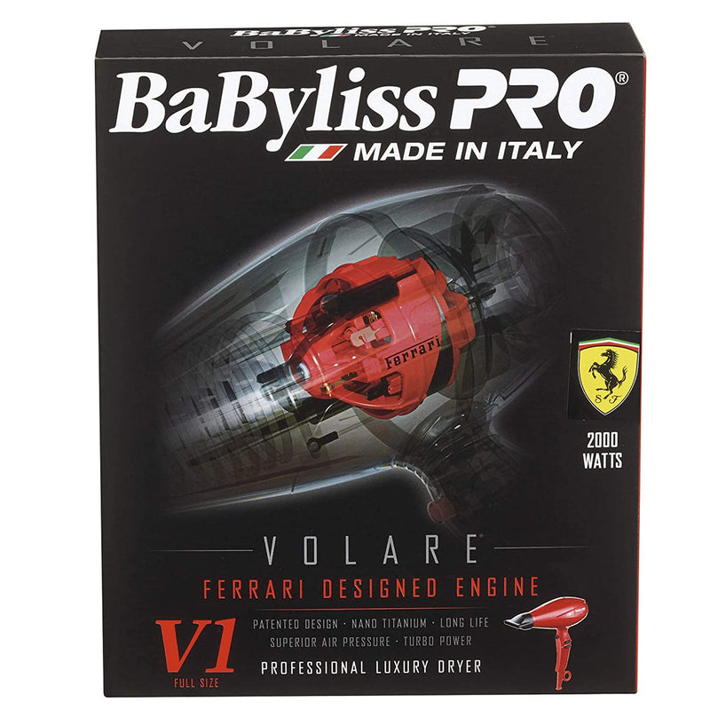 BaBylissPRO Ionic & Nano-Titanium Volare V1 Hairdryer with Ferrari Designed Engine