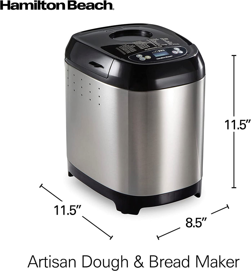 Hamilton Beach Artisan Dough & Bread Maker, 14 Settings, Stainless Steel, 29985