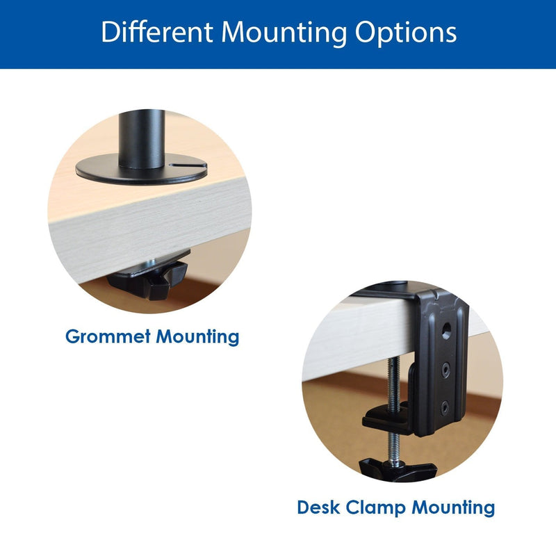 QualGear® QG-DM-02-22 13-27 Inch 3-Way Articulating Dual Monitor Desk Mount