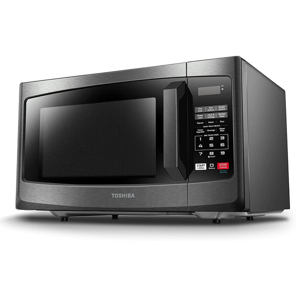 Toshiba EM925A5A-BS Microwave Oven with Sound On/Off ECO Mode and LED Lighting, 0.9 Cu Ft/900W, Black Stainless Steel