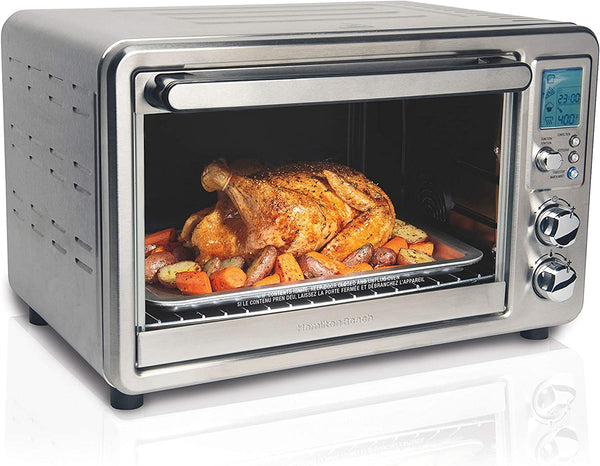 Hamilton Beach 31190C Digital Display Countertop Convection Toaster Oven with Rotisserie, Large 6-Slice, Stainless Steel