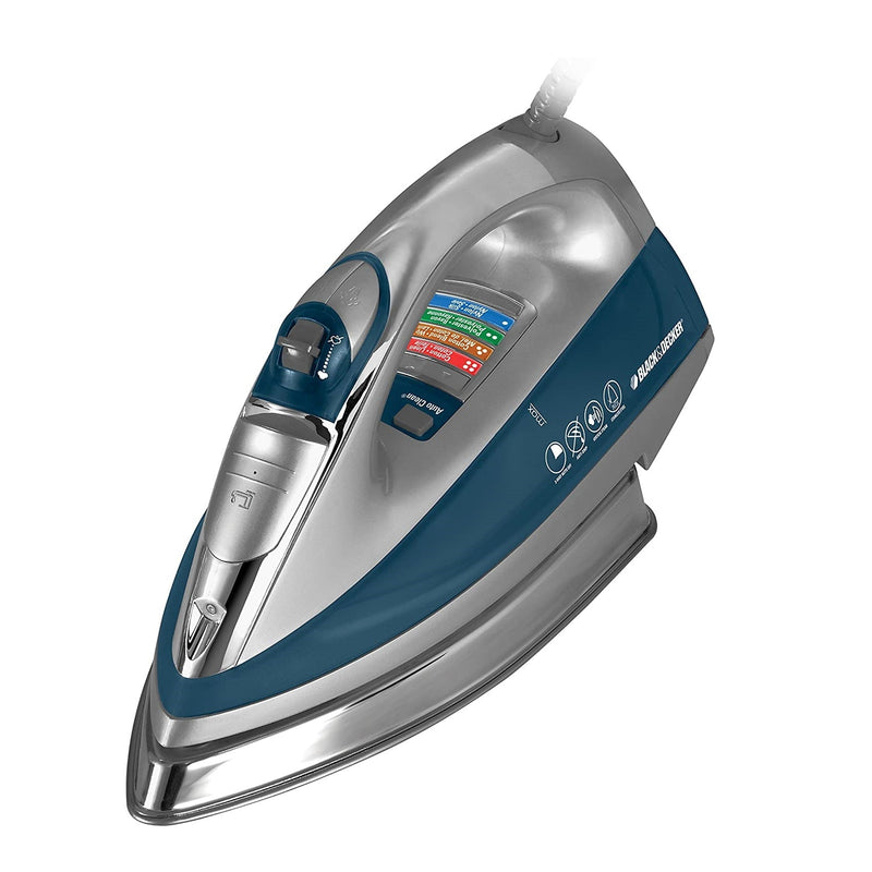 Black+Decker Digital Led Iron, Clothing Iron with Auto Shut Off & Spray Mist Features, Silver/Blue, IR1375SC