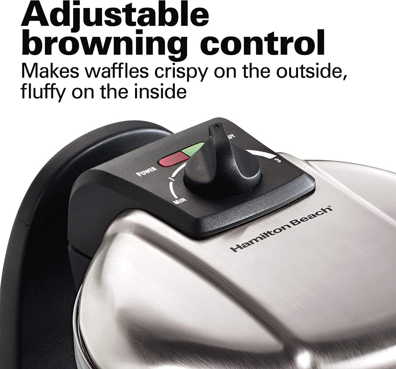 Hamilton Beach Flip Belgian Waffle Maker with Non-Stick Removable Plates, Browning Control, Drip Tray, Stainless Steel (26030C)