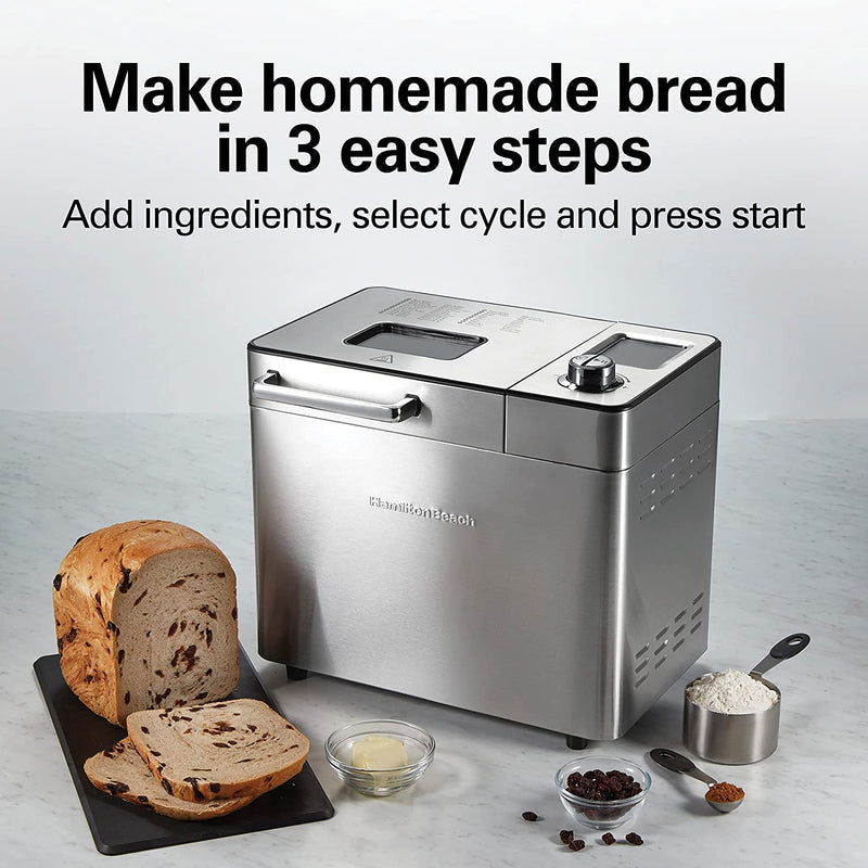 Hamilton Beach 29890 Premium Bread Makers, 2 lbs, Stainless Steel