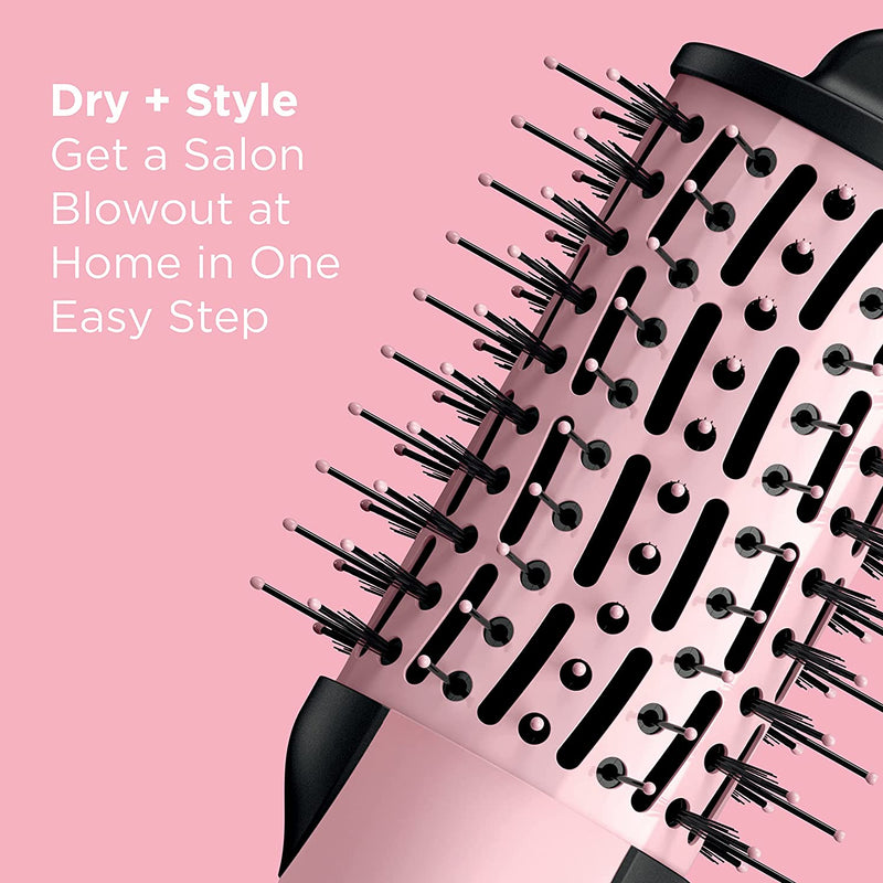 The Knot Dr BC114C All-in-One Mini Oval Dryer Brush. Dry and Style For All Hair Types, Pink