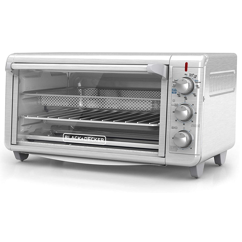 BLACK+DECKER Crisp ‘N Bake Stainless Steel Air Fry Toaster Oven, Extra Wide 8 Slice, 5 Functions, TO3265XSSC