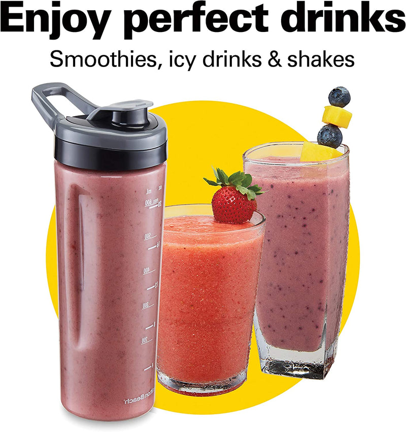 Hamilton Beach 58181 Blender to Puree, Crush Ice, and Make Shakes and Smoothies, 40 Oz Glass Jar, 6 Functions + 20 Oz Travel Container, Gray