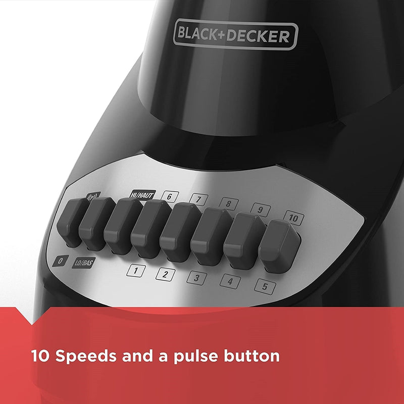 Black+Decker Countertop Blender with 5-Cup Glass Jar, 10-Speed Settings, Black, BL2010BGC