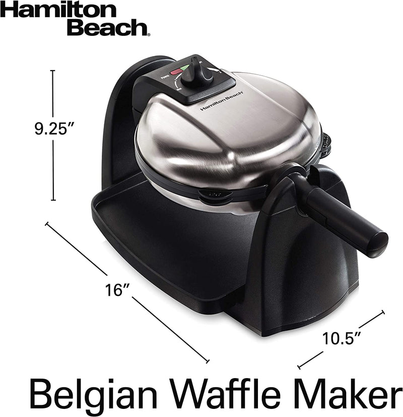 Hamilton Beach Flip Belgian Waffle Maker with Non-Stick Removable Plates, Browning Control, Drip Tray, Stainless Steel (26030C)