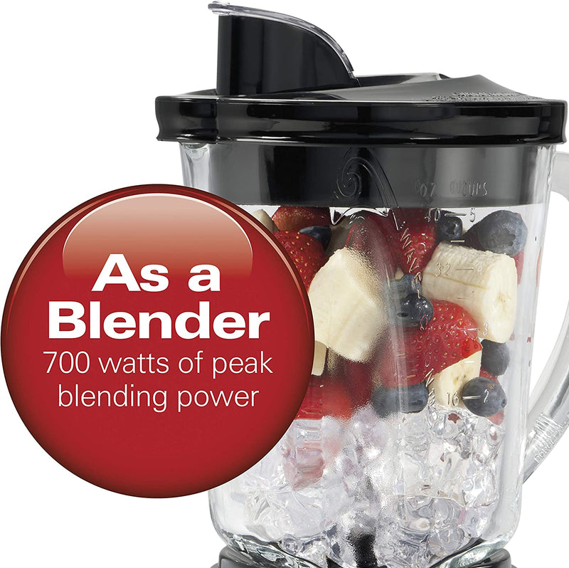 Hamilton Beach Power Elite Blender with 40oz Glass Jar and 3-Cup Vegetable Chopper, 12 Functions for Puree, Ice Crush, Shakes and Smoothies, Black and Stainless Steel (58149)