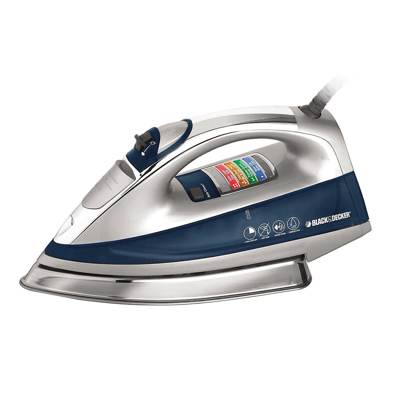 Black+Decker Digital Led Iron, Clothing Iron with Auto Shut Off & Spray Mist Features, Silver/Blue, IR1375SC