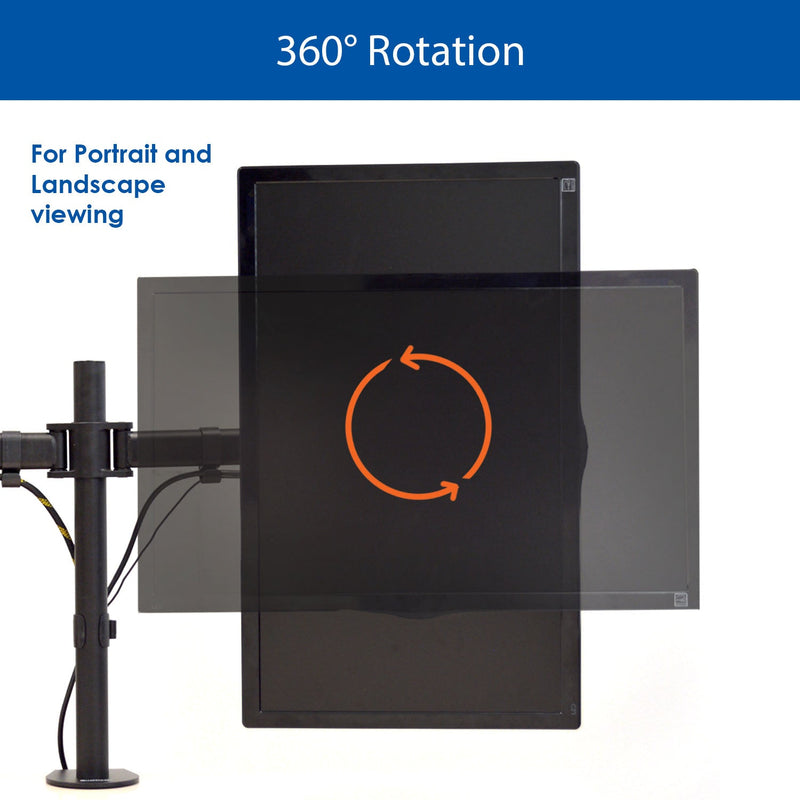 QualGear® QG-DM-02-22 13-27 Inch 3-Way Articulating Dual Monitor Desk Mount