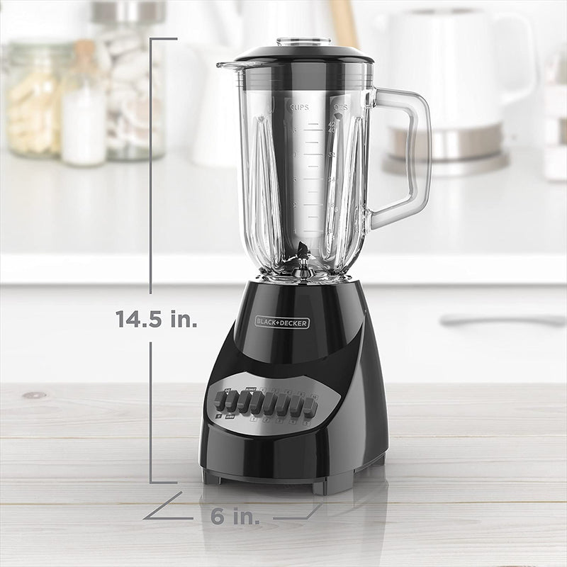 Black+Decker Countertop Blender with 5-Cup Glass Jar, 10-Speed Settings, Black, BL2010BGC