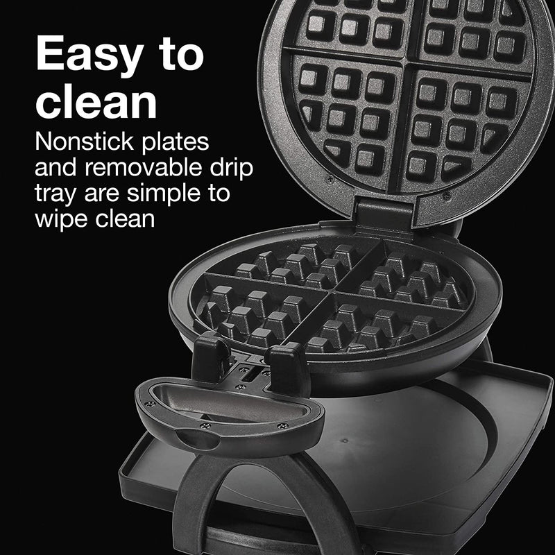 Proctor Silex 26090PS Flip Belgian Waffle Maker, Black, Nonstick Plates, 1 waffle capacity