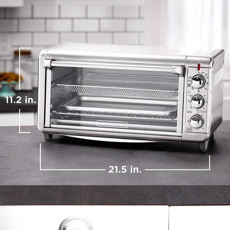 BLACK+DECKER Crisp ‘N Bake Stainless Steel Air Fry Toaster Oven, Extra Wide 8 Slice, 5 Functions, TO3265XSSC