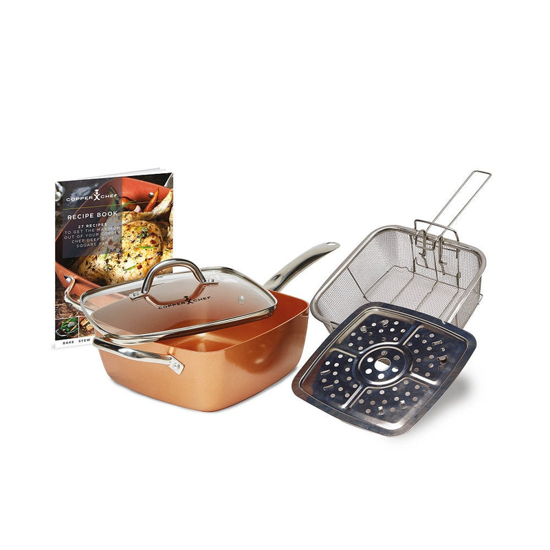 Copper Chef 9.5" Deep Square Non-Stick Pan Holds 4.5 Quarts