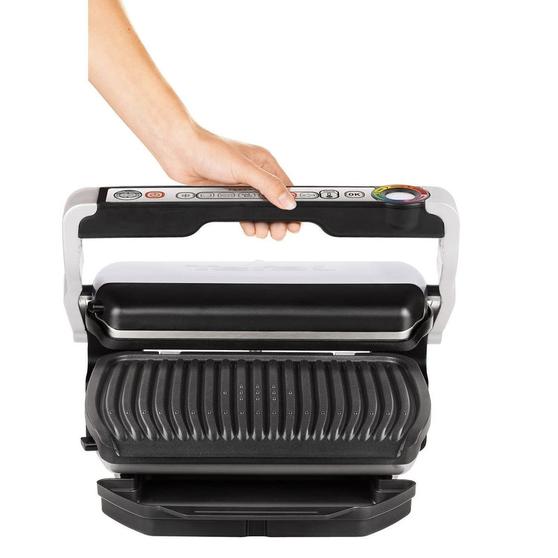 T-Fal GC712D54 Stainless Steel OptiGrill Plus Grill with Automatic Sensor Cooking Electric Grill- Blemished Packaging with 1 Year Manufacturer Warranty (Refurbished)