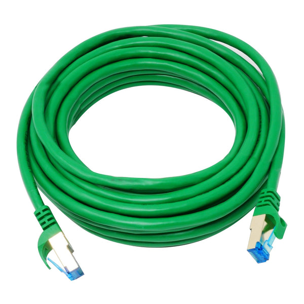 QualGear QG-CAT7R-20FT-GRN CAT 7 S/FTP Ethernet Cable Length 20 feet - 26 AWG, 10 Gbps, Gold Plated Contacts, RJ45, 99.99% OFC Copper, Color Green