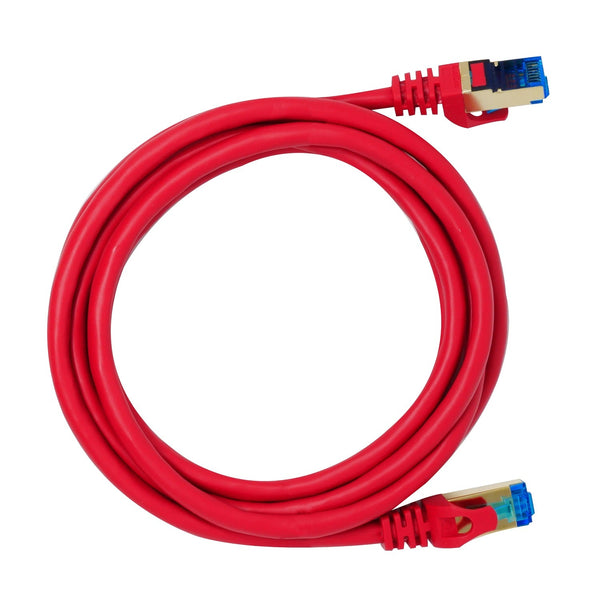 QualGear QG-CAT7R-3FT-RED CAT 7 S/FTP Ethernet Cable Length 3 feet - 26 AWG, 10 Gbps, Gold Plated Contacts, RJ45, 99.99% OFC Copper, Color Red