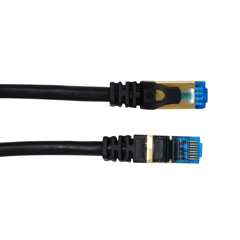 QualGear QG-CAT7R-6FT-BLK CAT 7 S/FTP Ethernet Cable Length 6 feet - 26 AWG, 10 Gbps, Gold Plated Contacts, RJ45, 99.99% OFC Copper, Color Black