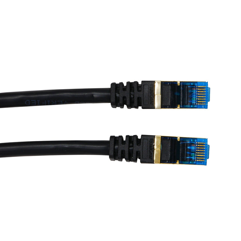 QualGear QG-CAT7R-6FT-BLK CAT 7 S/FTP Ethernet Cable Length 6 feet - 26 AWG, 10 Gbps, Gold Plated Contacts, RJ45, 99.99% OFC Copper, Color Black