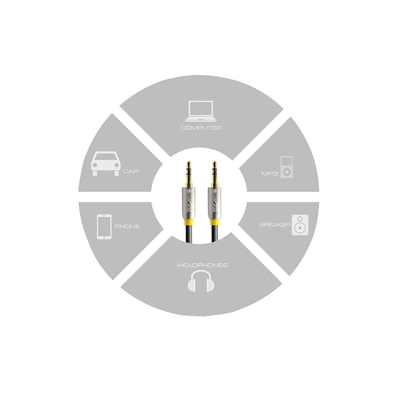 QualGear 100% OFC Copper, Gold Plated Contacts, 3.5mm Male to 3.5mm Male Premium Auxiliary Stereo Audio Cable - 3.5mm Male to 3.5mm Male - 4' Black (QG-ACBL-4FT)