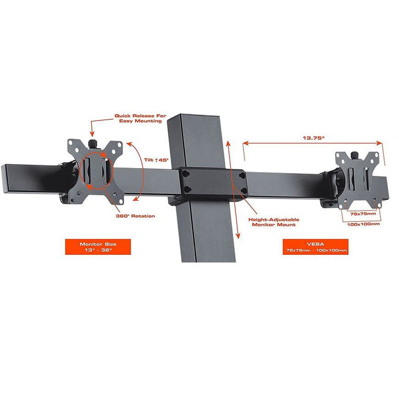 Star Ergonomics Dual Monitor Electric Sit-Stand Workstation Premium Series- SE05E2WB