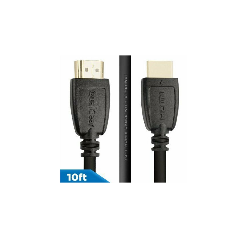 Qualgear® 10 Feet High Speed HDMI 2.0 cable with 24k Gold Plated Contacts, Supports 4k Ultra HD, 3D, Upto 18Gbps, Ethernet, 100% OFC (QG-CBL-HD20-10FT)