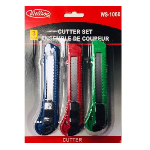 Wellson 3 Pcs Heavy Duty Cutter Set Utility Knife